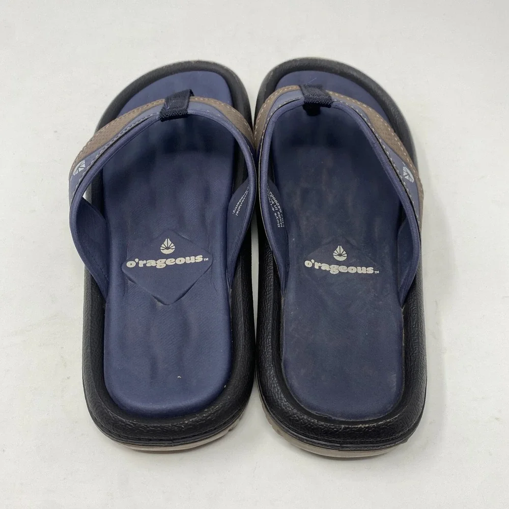 O'rageous Blue Brown Flip Flop Sandals Orageous Youth Boys Size 4‎